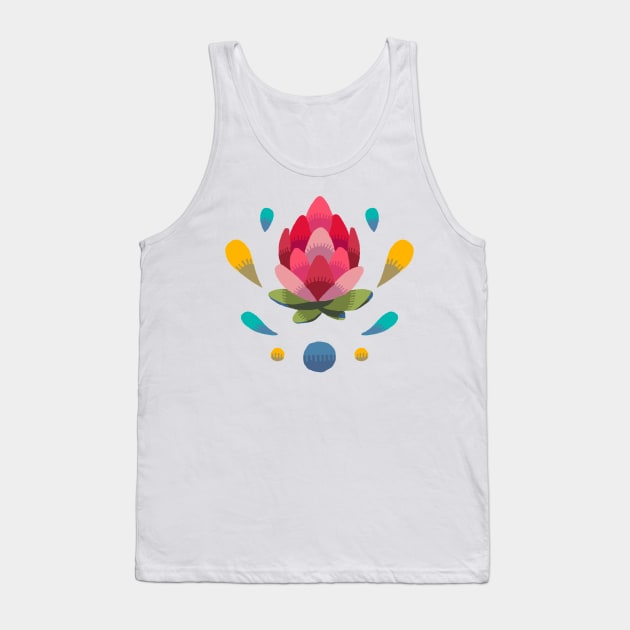 Light Open Simple Protea Bud Stamp Tank Top by maak and illy